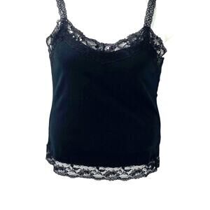 Y2K vtg coquette trending Lace Trim Victoria Cotton Camisole Tank Top Layering L